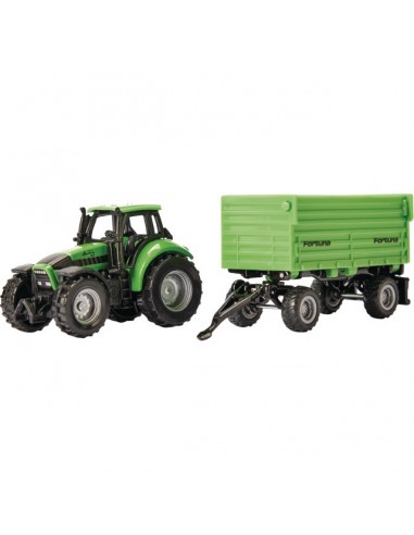TRACTEUR DEUTZFAHR AVEC REMORQUE FORTUNA AU 1/64EME BLISTER