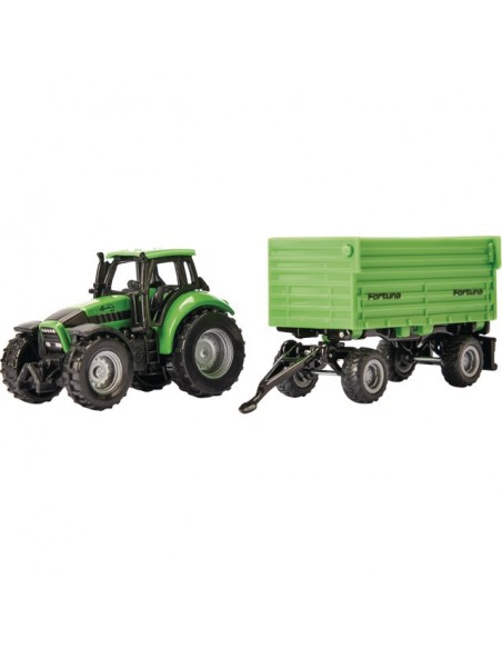 TRACTEUR DEUTZFAHR AVEC REMORQUE FORTUNA AU 1/64EME BLISTER