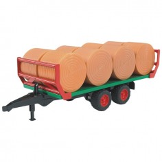 REMORQUE AVEC 8 BALLES RONDES AU 1/16EME