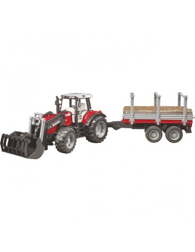 TRACTEUR MASSEY FERGUSON 7480 AVEC CHARGEUR ET REMORQUE AU 1/16EME