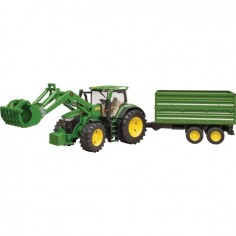 TRACTEUR JOHN DEERE 7R 350 AVEC CHARGEUR ET REMORQUE AU 1/16EME