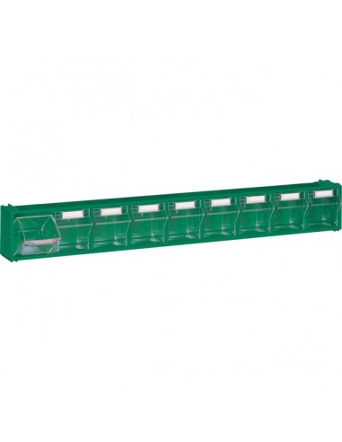 MODULE VERT 9 CASIERS BASCULANTS TRANSPARENTS 600X68X76 MM