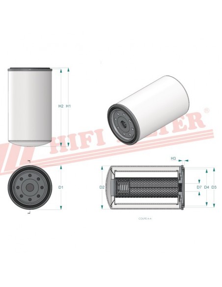 FILTRE A HUILE T 1636 HIFI FILTER