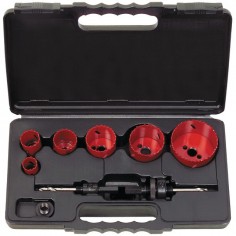 SCIES CLOCHES 22 A 68 MM  + 2 MANDRINS COFFRET DE 6 SCIES