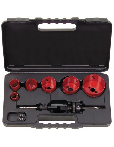 SCIES CLOCHES 22 A 68 MM  + 2 MANDRINS COFFRET DE 6 SCIES