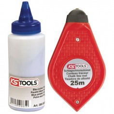 CORDEAU DE TRACAGE 25 METRES + POT 150 GR POUDRE BLEUE   KS TOOLS