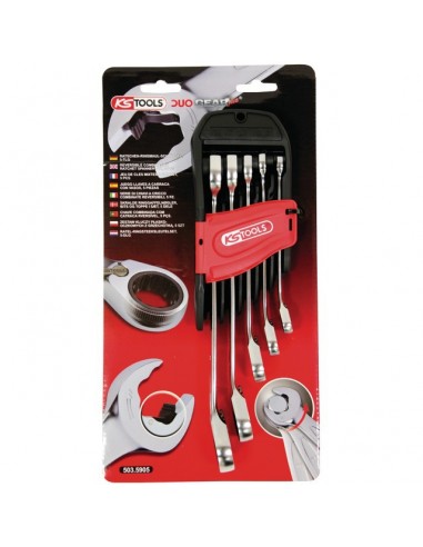 CLE MIXTE A CLIQUET REVERSIBLE DUO GEAR SUR ETUI PORTATIF JEU DE 5