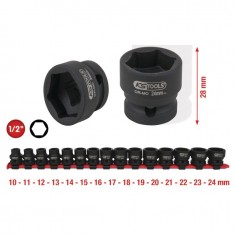 DOUILLES A CHOC 1/2 6 PANS EXTRA-COURTE RAIL DE 15 PIECES   KS TOOLS 2