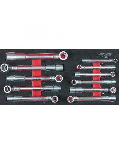 MODULE DE CLES A PIPE DEBOUCHEES 6 PANS 11 PIECES   KS TOOLS