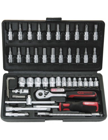 DOUILLES ET ACCESSOIRES 1/4 CHROMEMAT COFFRET DE 46 PIECES