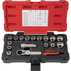 DOUILLE TRAVERSANTE TRIPLEplus® 3/8 - 1/2 COFFRET DE 17 PIECES   KS TOOLS
