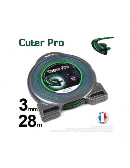Fil débroussailleuse Cuter' Pro ®. Coque 3 mm x 28 m. Hélicoïdal.