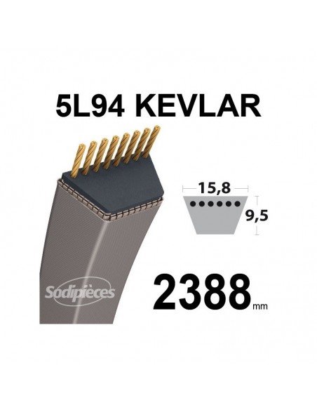 Courroie tondeuse 5L94 Kevlar Trapézoïdale. 15,8 mm x 2388 mm.
