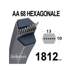 Courroie tondeuse AA68 Héxagonale. 13 mm x 1812 mm. 2