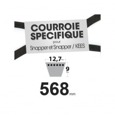 Courroie tondeuse spécifique pour Snapper N° 12354. 12,7 mm x 568 mm.