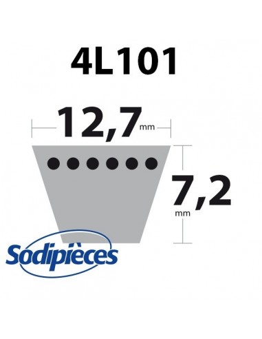Courroie tondeuse 4L101 Kevlar Trapézoïdale. 12,7 mm x 2565 mm.