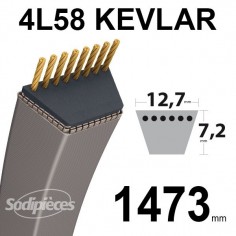 Courroie tondeuse 4L58 Kevlar Trapézoïdale. 12,7 mm x 1473 mm. 2
