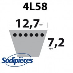 Courroie tondeuse 4L58 Kevlar Trapézoïdale. 12,7 mm x 1473 mm.