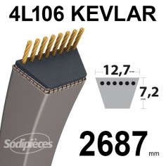 Courroie tondeuse 4L106 Kevlar Trapézoïdale. 12,7 mm x 2687 mm. 2