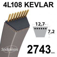 Courroie tondeuse 4L108 Kevlar Trapézoïdale. 12,7 mm x 2743 mm. 2