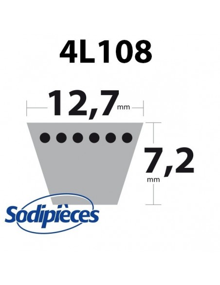 Courroie tondeuse 4L108 Kevlar Trapézoïdale. 12,7 mm x 2743 mm.