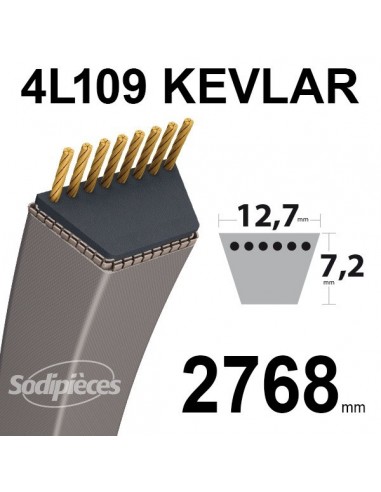 Courroie tondeuse 4L109 Kevlar Trapézoïdale. 12,7 mm x 2768 mm.