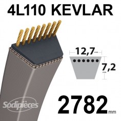 Courroie tondeuse 4L110 Kevlar Trapézoïdale. 12,7 mm x 2782 mm. 2