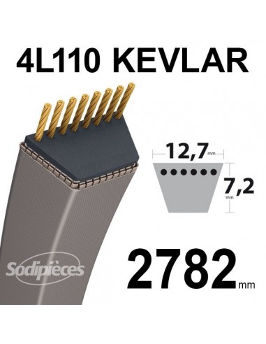 Courroie tondeuse 4L110 Kevlar Trapézoïdale. 12,7 mm x 2782 mm.