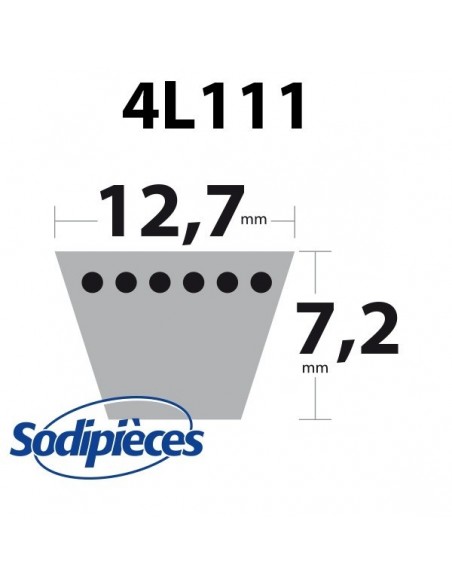 Courroie tondeuse 4L111 Kevlar Trapézoïdale. 12,7 mm x 2819 mm.
