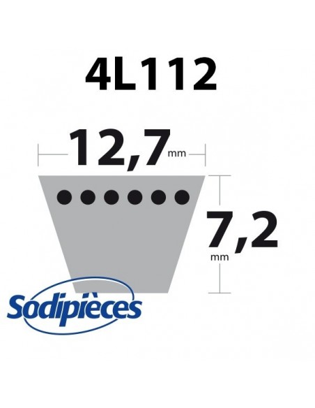 Courroie tondeuse 4L112 Kevlar Trapézoïdale. 12,7 mm x 2845 mm.