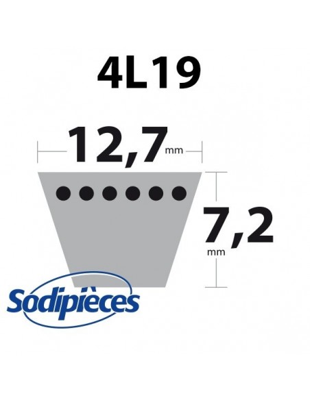 Courroie tondeuse 4L19 Kevlar Trapézoïdale. 12,7 mm x 483 mm.