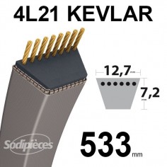 Courroie tondeuse 4L21 Kevlar Trapézoïdale. 12,7 mm x 533 mm. 2