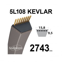 Courroie tondeuse 5L108 Kevlar Trapézoïdale. 15,8 mm x 2743 mm. 2