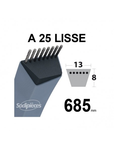 Courroie tondeuse A25 Trapézoïdale. 13 mm x 685 mm.