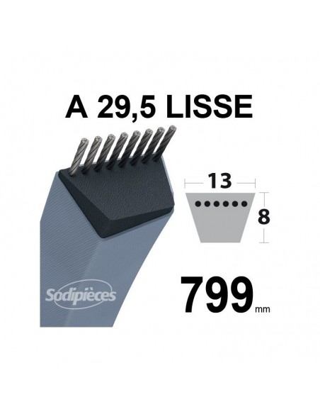 Courroie tondeuse A29,5 Trapézoïdale. 13 mm x 799 mm.