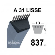 Courroie tondeuse A31 Trapézoïdale. 13 mm x 837 mm.