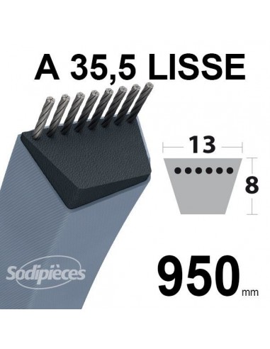 Courroie tondeuse A35,5 Trapézoïdale. 13 mm x 950 mm.