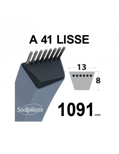 Courroie tondeuse A41 Trapézoïdale. 13 mm x 1091 mm.