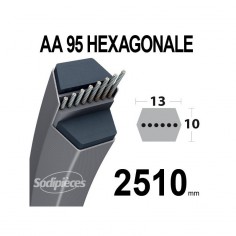 Courroie tondeuse AA95 Héxagonale. 13 mm x 2510 mm.