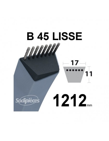 Courroie tondeuse B45 Trapézoïdale. 17 mm x 1212 mm.