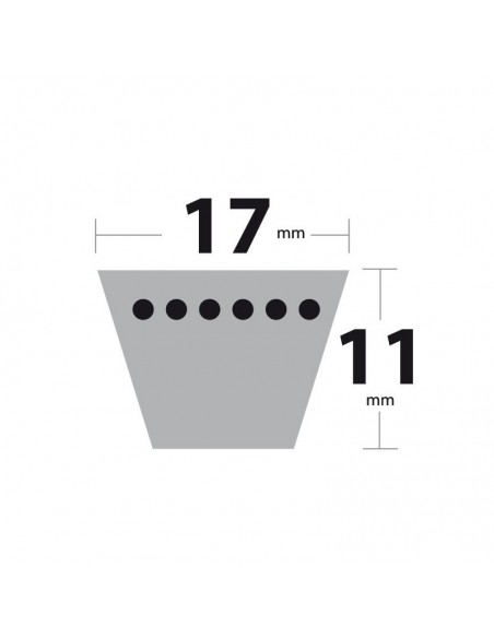 Courroie tondeuse B45 Trapézoïdale. 17 mm x 1212 mm.
