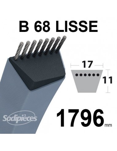 Courroie tondeuse B68 Trapézoïdale 13 mm x 1796 mm.