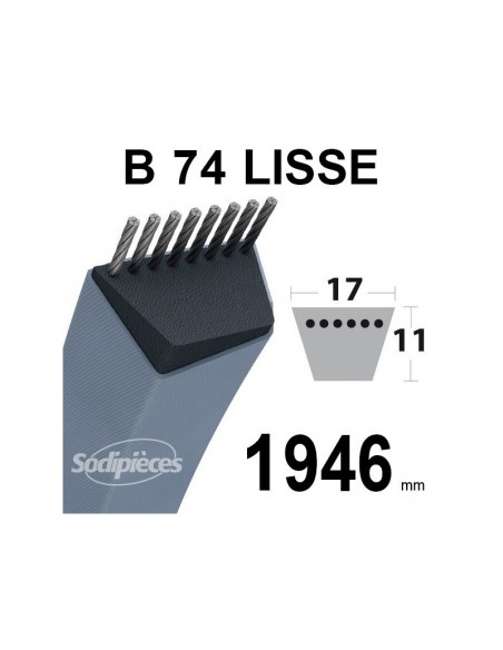 Courroie tondeuse B74 Trapézoïdale. 17 mm x 1946 mm.