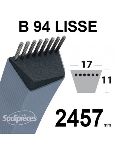 Courroie tondeuse B94 Trapézoïdale 13 mm x 2457 mm.