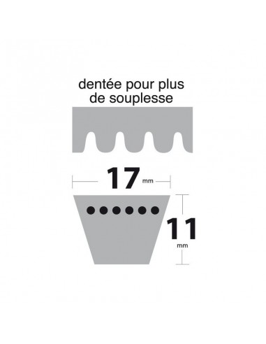 Courroie tondeuse BX42 Trapézoïdale crantée. 17 mm x 1134 mm.