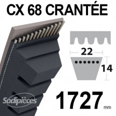 Courroie tondeuse CX68 Trapézoïdale 22 mm x 1727 mm.