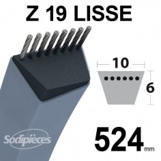 Courroie tondeuse Z19 Trapézoïdale. 10 mm x 524 mm. 2