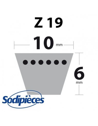 Courroie tondeuse Z19 Trapézoïdale. 10 mm x 524 mm.