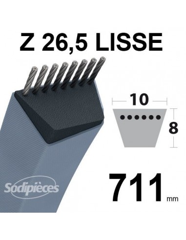 Courroie tondeuse Z26,5 Trapézoïdale. 10 mm x 711 mm.