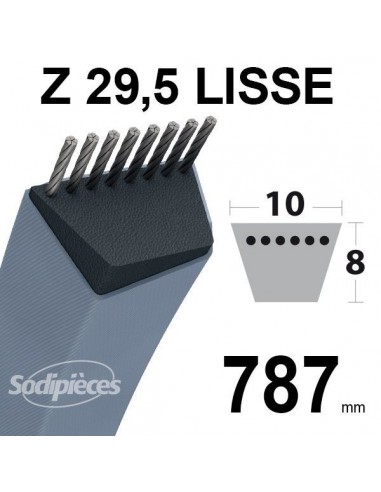 Courroie tondeuse Z29,5 Trapézoïdale. 10 mm x 787 mm.